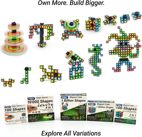 Miniatura 11 de TOSY Spinner Fidget Magnético que Brilla - 16 Bloques, Juguete 3 en 1: Spinner Fidget Transformable, Cubo Infinito/Rompecabezas, Brillante, Rellenos