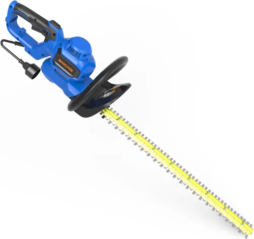 GARCARE Cortasetos eléctrico con cable de 4.5 amperios, hoja de doble acción de 24 pulgadas, capacidad de corte de 0.7 pulgadas, mango ligero y