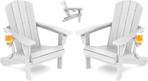 Miniatura 11 de SERWALL Silla Adirondack plegable ajustable, silla Adirondack reclinable con portavasos, Aruba