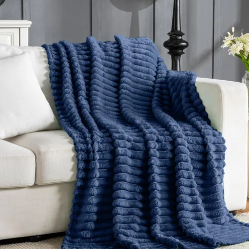 Miniatura 21 de Manta de Tiro de Piel Sintética Color Hueso para Sofá, Manta Suave y Esponjosa de Burbujas para Cama y Sofá, Manta Gruesa y Cálida de Felpa Difusa