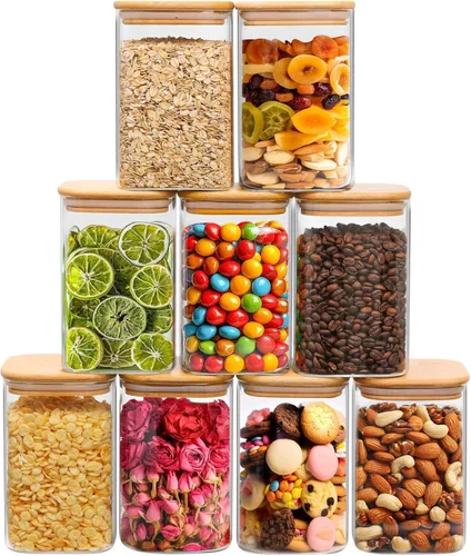 ComSaf 1.1 L Recipientes de almacenamiento de vidrio con tapas, tarros de vidrio con tapas, tarro de almacenamiento de alimentos transparente, juego