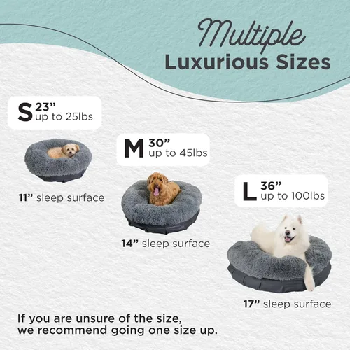 Miniatura 4 de Best Friends by Sheri Cama puf ultra relajante, cama ortopédica redonda para perro para soporte de articulaciones, piel sintética, funda lavable