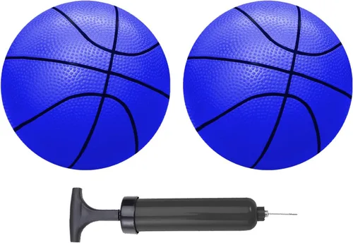 ABAJI Mini pelotas de baloncesto azules, paquete de 2, juego de 12.7 cm con bomba y aguja, material duradero para mini aro, para niños de 3 años en