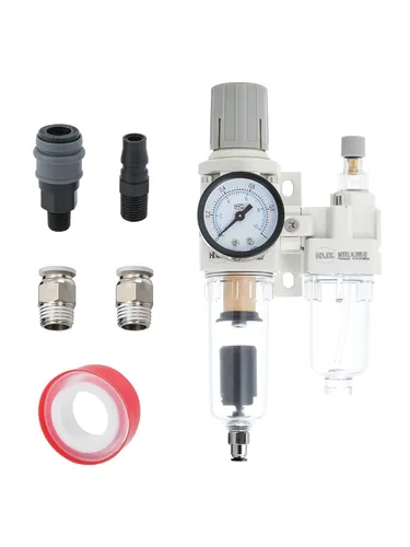 Miniatura 10 de Regulador de filtro de aire comprimido PT de 1/2 pulgada Lubricador Combo Separador de trampa de agua/aceite Regulador de presión Filtro de aire