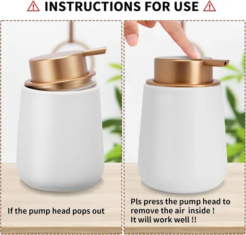 Miniatura 8 de Dispensador de jabón de cerámica con bomba fácil de prensar, dispensador de líquido de loción de manos para champú, baño, cocina, 12 onzas