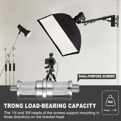 Miniatura 6 de LOMTAP Soporte de anillo de luz de montaje en pared ajustable de 45.7" Brazo de pluma para iluminación de fotografía Estudio, Montaje en pared