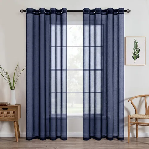 Miniatura 12 de MIULEE - Cortinas transparentes para ventana (2 paneles). Cortinas elegantes., Poliéster & Mezcla de poliéster, Blanco
