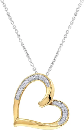 GILDED Diamante cultivado en laboratorio TW de 110 qt (claridad SI1-SI2, color F-G) y colgante de corazón lateral chapado en oro amarillo de 14
