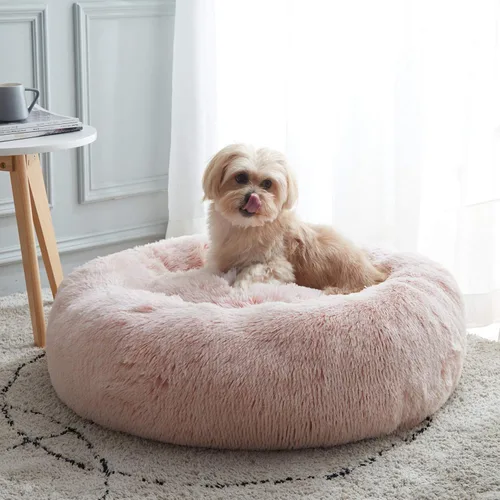 Miniatura 39 de WESTERN HOME WH Cama calmante para perros y gatos, dona acogedora anti-ansiedad, cama redonda cálida y acogedora de piel sintética, suave y azul