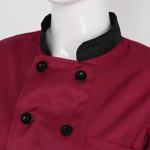 Miniatura 6 de Aiihoo Chaqueta de chef de manga corta para mujer, con cuello abotonado, camisa de cocina, uniforme de trabajo