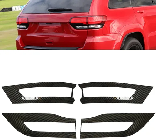 Compatible con Jeep Grand Cherokee 2014-2021 Kit de Bisel de Moldura de Luz Trasera Cubierta con Aspecto de Fibra de Carbono