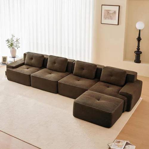 Miniatura 135 de Sofás modulares modulares sin hueso de 82 pulgadas para sala de estar, juego de sofá comprimido de 2 plazas, no requiere montaje, tela de pana, Verde