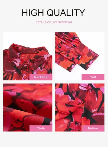 Miniatura 7 de EVALESS Blusas con botones para mujer, blusas de manga larga con estampado de moda 2023