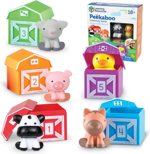 Learning Resources Peekaboo Learning Farm - Animales de granja para niños pequeños, juegos educativos Montessori de motricidad fina, juguetes de