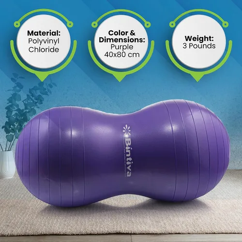 Miniatura 3 de Bintiva Kids Therapy Pelota de Cacahuete - Equipo de Sala Sensorial - Asiento Oscilante para Embarazo - Terapia Física, Yoga, Ejercicio azul