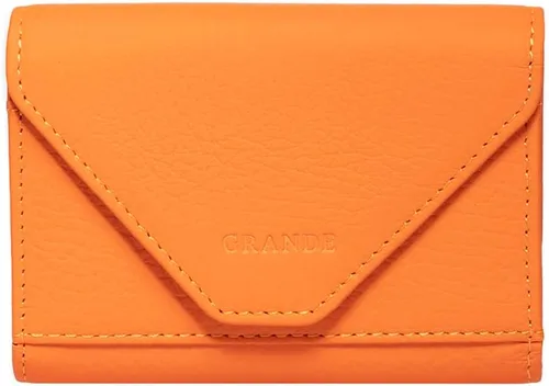 grande Estuches para tarjetas 3639, Naranja, Tarjetero de cuero con cierre magnético, cartera pequeña de acordeón para mujer