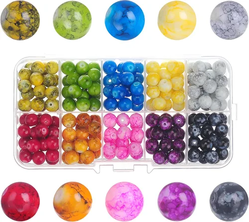 Miniatura 7 de RUBYCA Kit de cuentas redondas de vidrio checo para fabricación de joyas con caja de contenedores (600 piezas de 0.236 in de colores surtidos)
