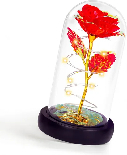 Miniatura 18 de Colorida flor de rosa regalo para San Valentín, regalo de cumpleaños para mujer, regalo de cumpleaños colorido de flores artificiales, cadena de luz