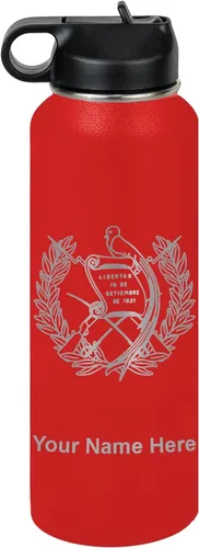 Miniatura 12 de LaserGram Botella de agua personalizada, bandera de Guatemala, acero inoxidable de doble pared aislada al vacío con popote superior, regalo grabado