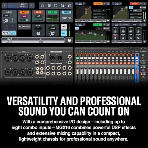 Miniatura 6 de Yamaha MGX16 - Consola de mezcla digital de 22 canales, interfaz de audio dual USB-C, incluye Cubase Al, WaveLab Cast LE, Basic FX Suite y paquete
