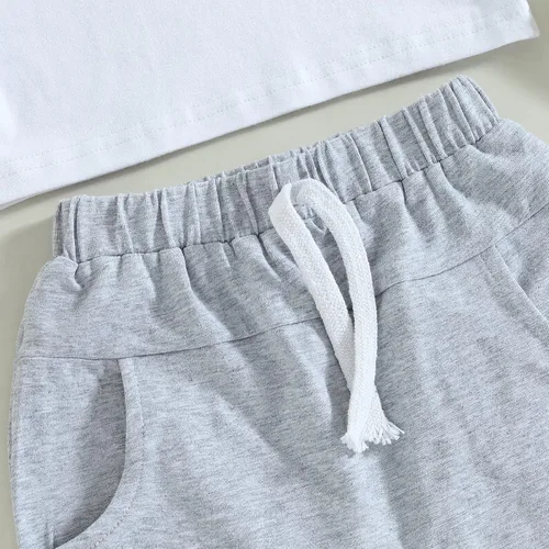Miniatura 4 de CIYCUIT Conjunto de ropa de verano para bebé niño, camisa y pantalones cortos con estampado de letras