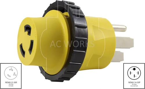Miniatura 2 de AC WORKS Adaptadores desmontables marinos RV de 30 amperios (enchufe doméstico 5-15P 15A)