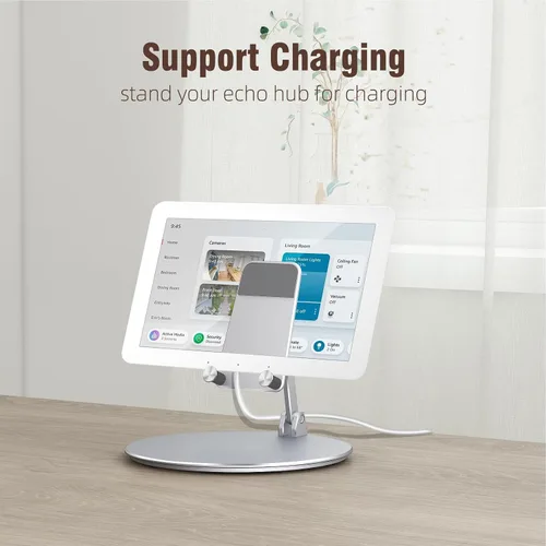 Miniatura 6 de Soporte giratorio e inclinable para Echo Hub, con base giratoria de 360°, soporte de escritorio para Alexa Hub, multiángulo, soporte de montaje
