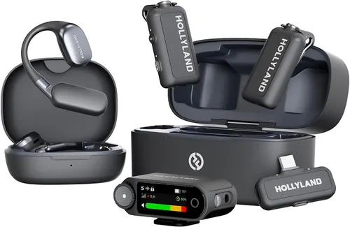 Hollyland Lark MAX 2 Micrófono inalámbrico para iPhone/cámara/Android, cancelación de ruido AI, monitoreo inalámbrico, audio de cadena completa de