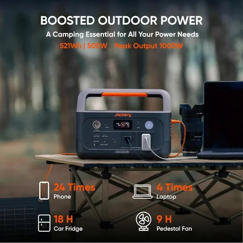 Miniatura 2 de Jackery Explorer 500 v2 Estación de Energía Portátil, Batería LiFePO4 de 512Wh, 500W AC/1000W Pico, Generador Solar para Acampada, Exteriores