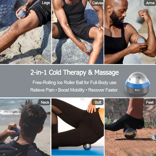 Miniatura 4 de Bola de rodillo de masaje frío iECO Cryosphere - Bola de masaje para alivio de frío y calor, liberación miofascial, terapia de puntos de activación