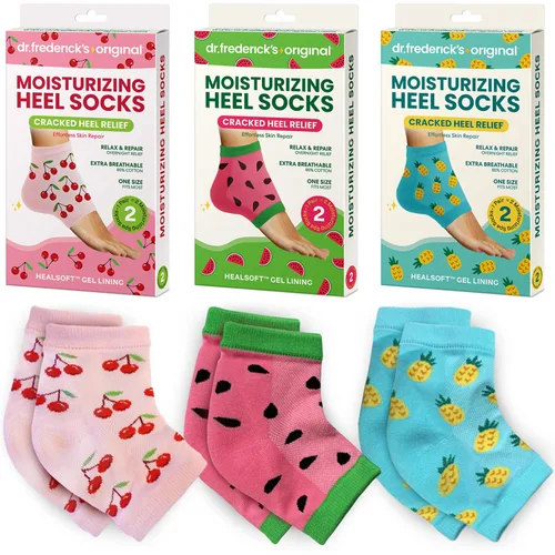 Miniatura 14 de Dr. Frederick's Original- Calcetines hidratantes para el tratamiento del talón agrietado/pies secos para mujeres y hombres, 2 pares, aloe verde Aloe