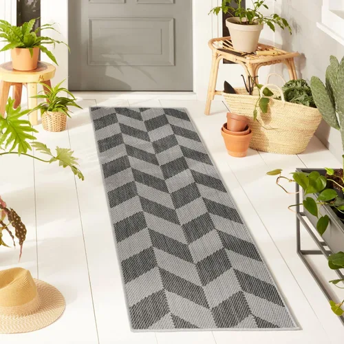 Miniatura 25 de Nicole Miller New York Patio Country Calla - Alfombra contemporánea de espiga para pasillo de interiores y exteriores, azul/gris, 1 pie y 9 pulgadas