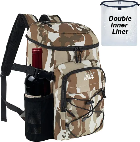 WOLT Mochila enfriadora, 24 latas aisladas, a prueba de fugas, ligera y suave, enfriador de camping, enfriador de playa de gran capacidad, mochila