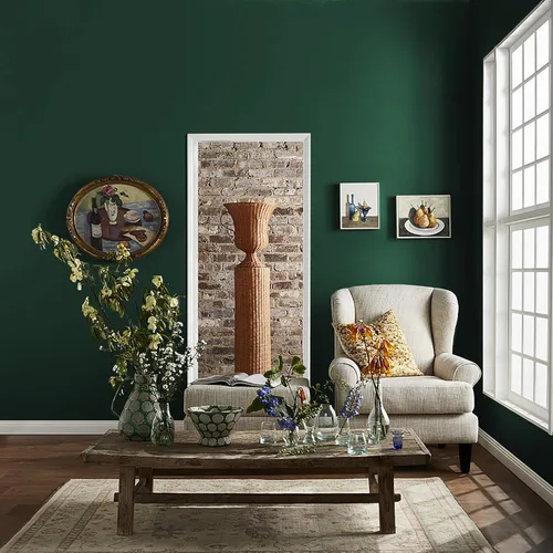 Miniatura 3 de HeloHo Papel tapiz verde liso, con textura mate, papel de pared moderno autoadhesivo extraíble, impermeable, papel de contacto para sala de estar