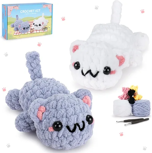 Miniatura 12 de Kit de ganchillo para principiantes, kit de ganchillo de conejo y oso con tutoriales en video paso a paso, kit de ganchillo de conejo para Conejo