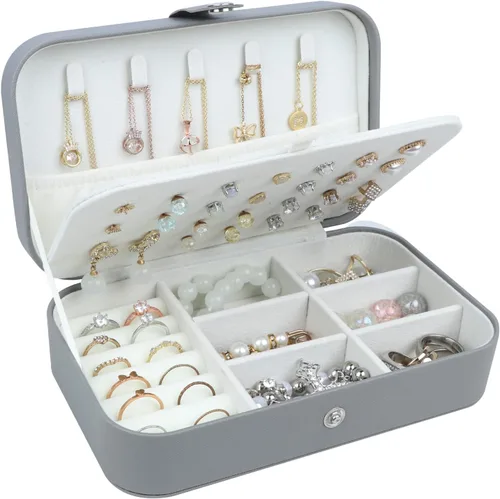 Miniatura 3 de SLOZO Joyero de viaje, estuche de joyería de viaje mejorado, joyeros portátiles para mujeres, joyero de piel sintética, organizador de joyas