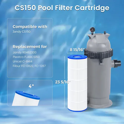 Miniatura 2 de Future Way Cartucho de filtro de piscina CS150 de repuesto para Jandy CS150, CCX1500RE, reemplazo Jandy R0462300, Pleatco PJANCS150, PXST150, 150