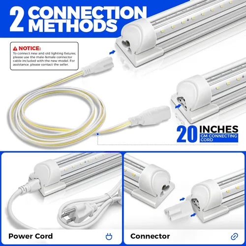 Miniatura 6 de Barrina Luces de cultivo T8 para plantas de interior, tira de luz blanca de espectro completo de 5000 K, 60 W (4 x 15 W), luz de planta de 1 pie