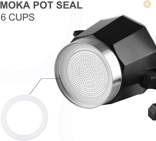 Miniatura 5 de wedrink 1 filtro y 3 sellos de silicona de repuesto para cafetera de aluminio Moka Pot y estufa Espresso (6 tazas)