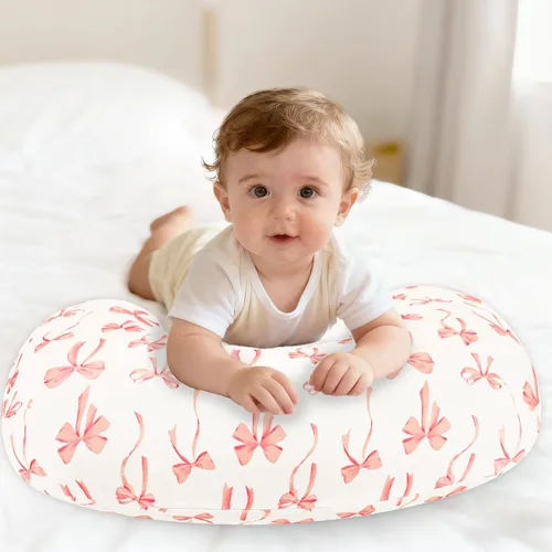 Miniatura 2 de Funda de almohada de lactancia, fundas de lactancia extraíbles para almohadas de lactancia, ajuste elástico y suave para bebés recién nacidos, lazo