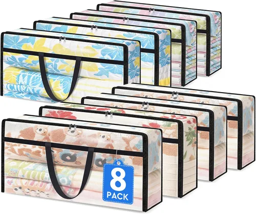 Miniatura 18 de TasticTotes Paquete de 6 bolsas de almacenamiento transparentes para edredón, ropa y ropa de cama, almacenamiento de mantas de plástico