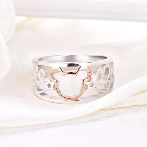Miniatura 4 de JO WISDOM Anillo de Mickey Mouse chapado en plata de ley 925 y oro amarillo, Oro blanco, oro amarillo, metal