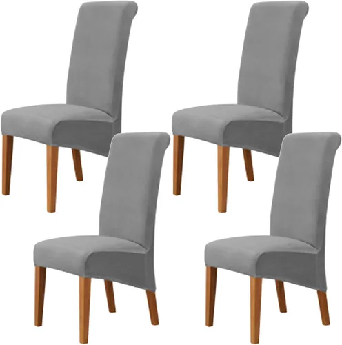 Miniatura 34 de Stretch Velvet Dining Chair Slipcovers Solid Color Armless Chair Cover with Elastic Bottom for Dining Room Kitchen Banquet (Blue, Set of 2)