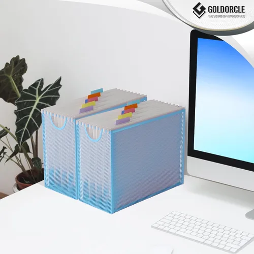 Miniatura 5 de Organizador de Archivos Colgantes, Portaarchivos Tamaño Carta Caja de Archivo con 5 Carpetas Colgantes, Almacenamiento de Carpetas de Archivos