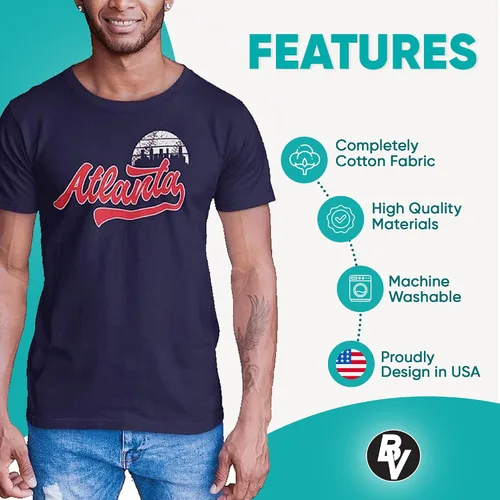 Miniatura 4 de BROOKLYN VERTICAL Camiseta de manga corta para hombre con estampado en el pecho Nueva York, Atlanta, San Luis, Los Ángeles