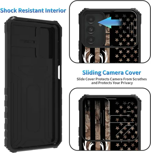 Miniatura 250 de Funda para Samsung Galaxy S22 Ultra 5G, Galaxy S22 Ultra con cubierta de cámara deslizante, funda resistente de doble capa con función atril Black