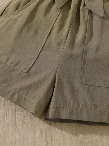 Miniatura 6 de Conjunto de camiseta de manga corta floral y pantalón corto de verano con bolsillos en la cintura
