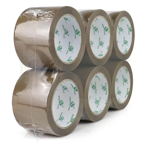 BOMEI PACK Cinta de embalaje marrón de 3 pulgadas de ancho, repuestos de cinta de embalaje marrón resistente para cajas de mudanza, envío y