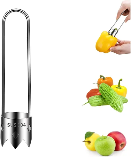 Miniatura 10 de Herramienta de extracción de semillas de pimienta, descorazonador de frutas de acero inoxidable mejorado 2026, cortador de frutas reutilizable, A1