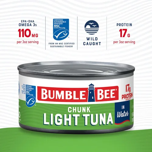 Miniatura 3 de Bumble Bee - Atún en trozos ligero en agua, lata de 340 g - Atún Skipjack capturado salvajemente - 17 g de proteína por porción - MSC Certificado